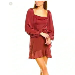 Sadie & Sage Women Let Love Lead Satin wrap  Dress Sz L‎